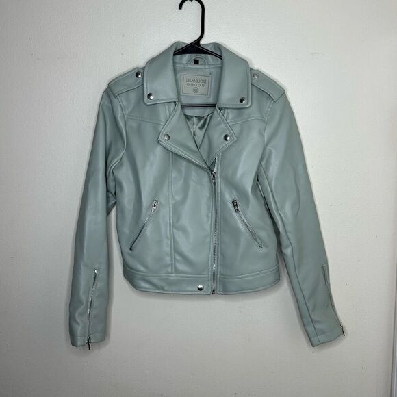Blank NYC Faux Leather Moto Jacket Light Green size XS - Picture 2 of 6